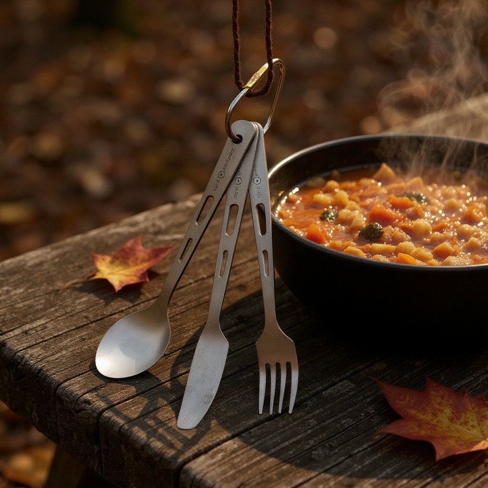 100%‎ Titanium 3-piece Utensil Set Fork Knife Spoon Ultralight Core Element NEW